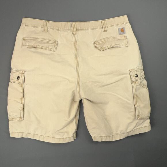 Carhartt Cargo Shorts Mens 40 Khaki Relaxed Fit Thrashed Utility Work Wear - Picture 4 of 12
